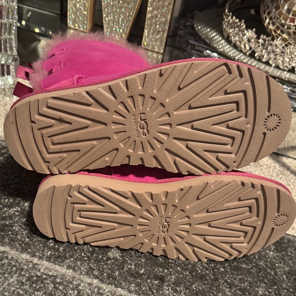 UGG Fuchsia Fluffy Bow Boots - Picture 6 of 7